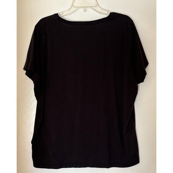 Hue Women’s Black V-Neck Short Sleeve T-Shirt  2XL Soft Stretch Sleepwear - Picture 9 of 9